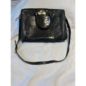 KATE SPADE NY Charcoal Croco Embossed Patent Leather Padded Laptop Tote Bag NWOT